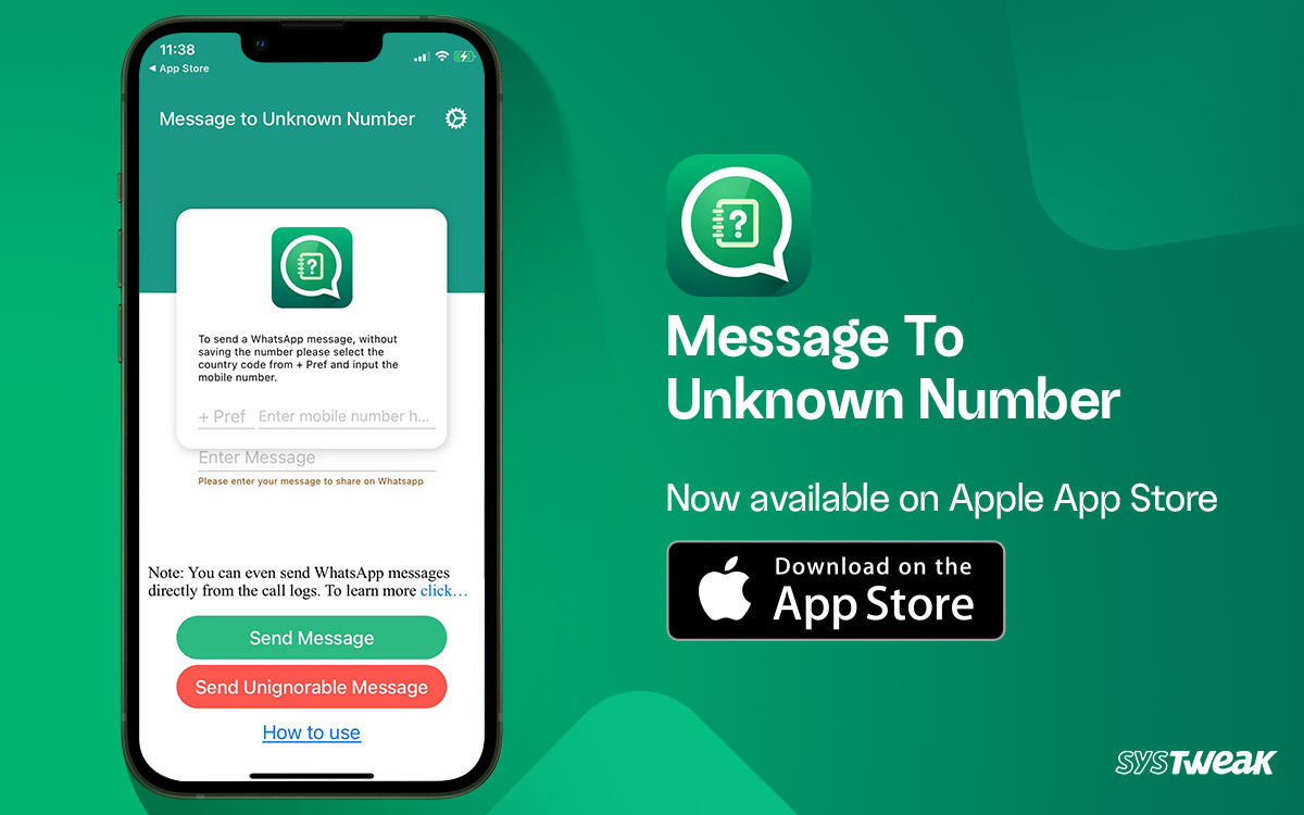 Systweak Software Releases Message To Unknown Number App For iPhone Users