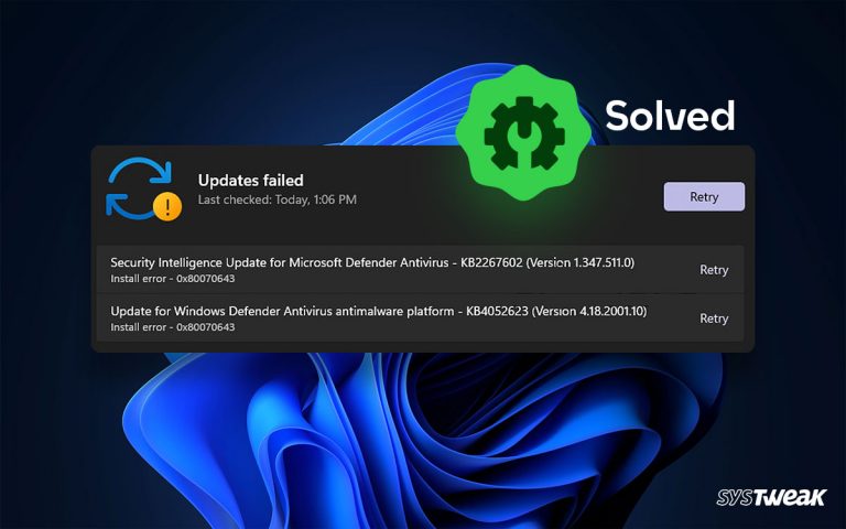 Fixed Security Intelligence Update not Downloading