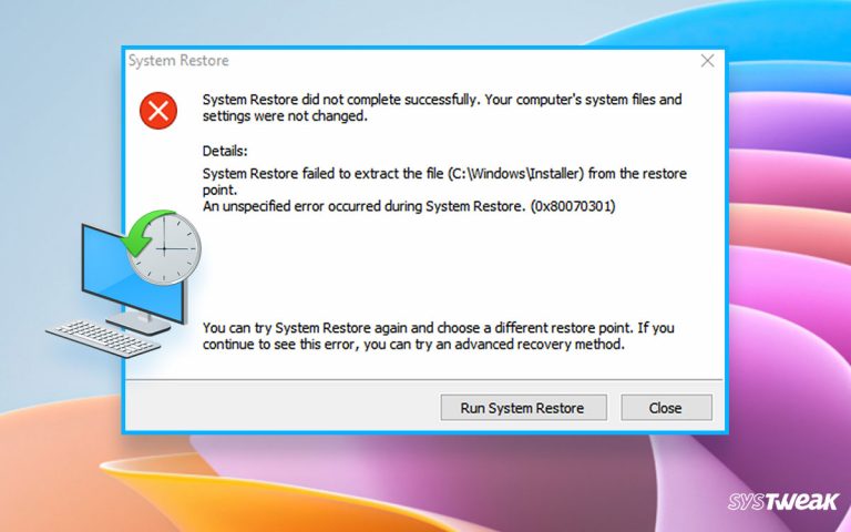 Solved – System Restore Failed To Extract the File